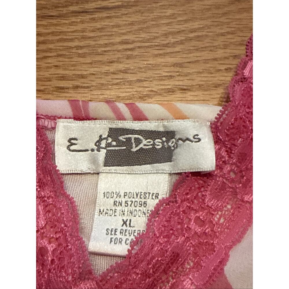 E.K. Designs Y2K Funky Swirl Pink Lace Trim Camisole Tank Top Sz XL - Picture 4 of 6